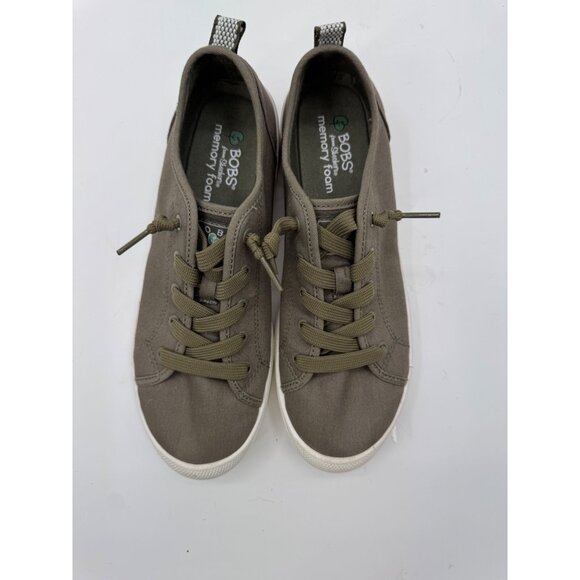 Skechers BOBS Beyond Canvas Slip on Memory Foam Sneakers Olive Green  Casual Sho - Picture 3 of 12